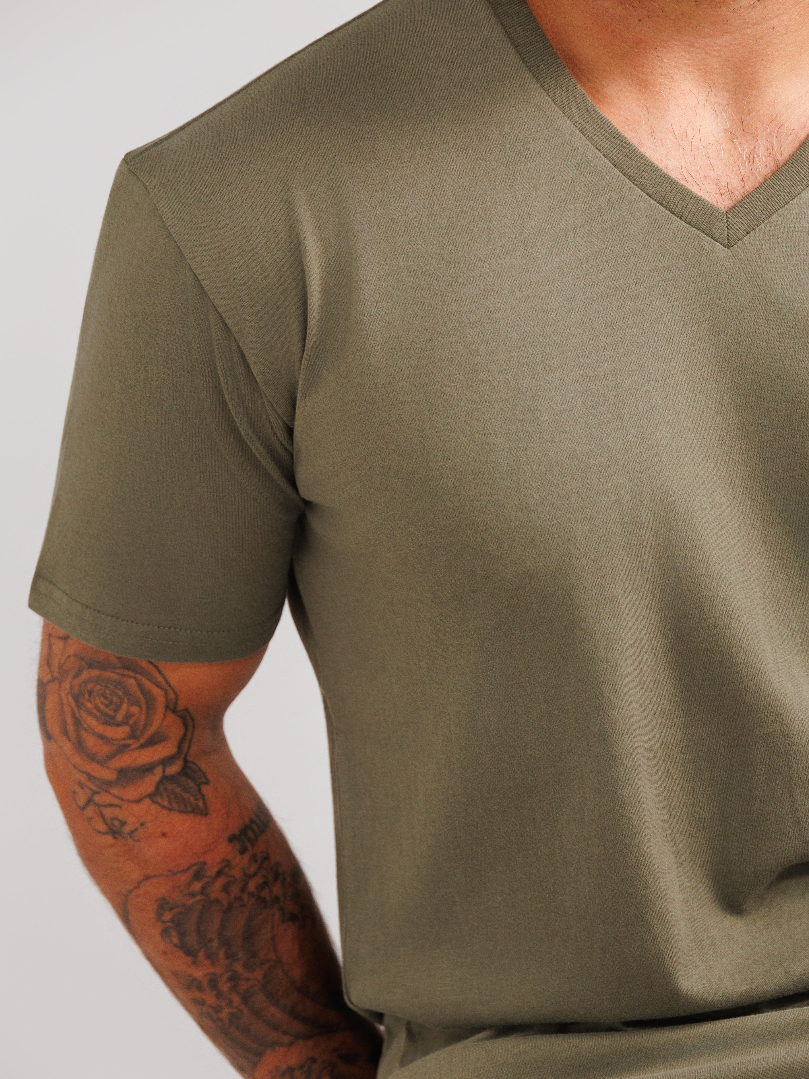 Olive V-Neck T-shirts