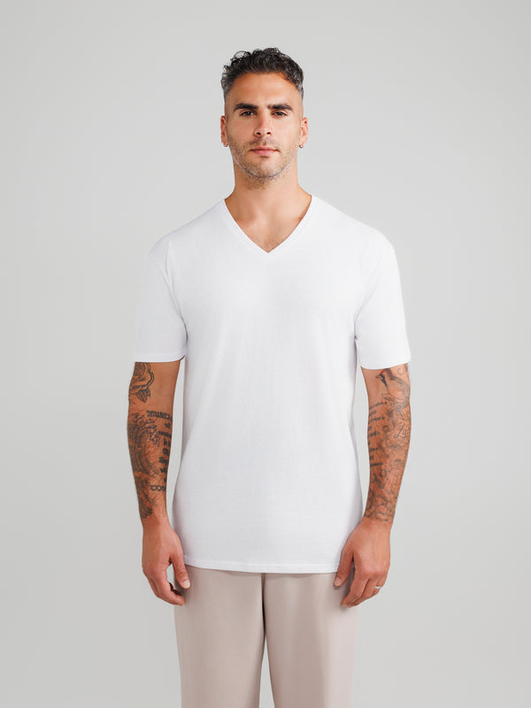 White V-Neck T-Shirts