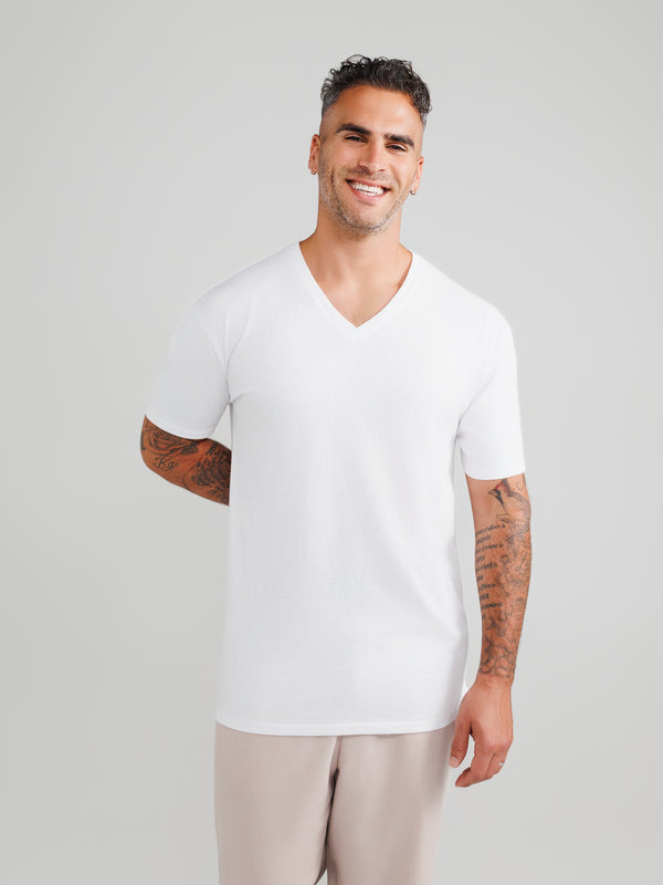 White V-Neck T-Shirts