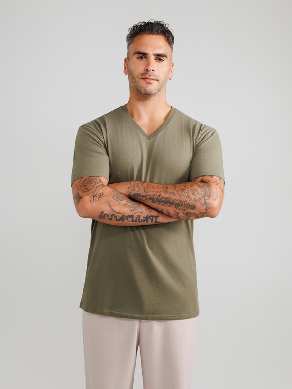 Olive V-Neck T-shirts