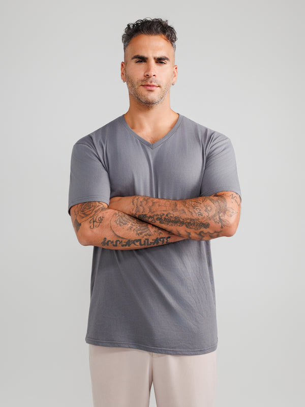 Dark Gray V-Neck T-shirts