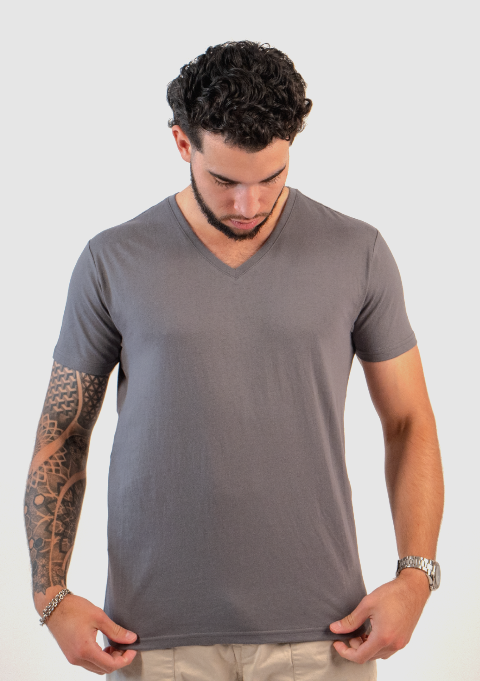 Dark Gray V-Neck T-shirts