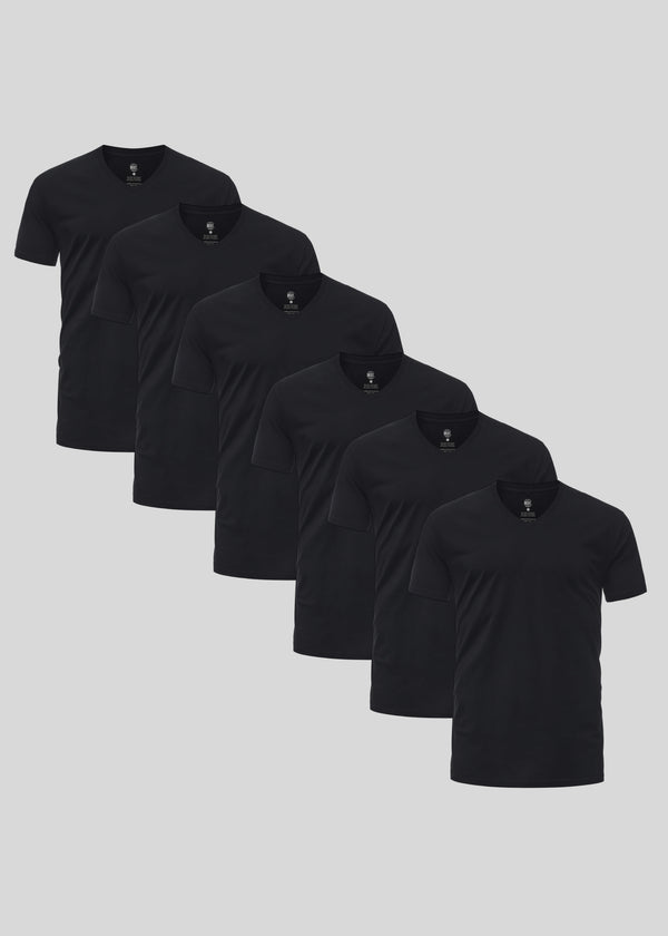 Black V-neck 6-pack